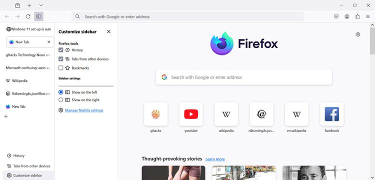 Mozilla testet vertikale Tabs in Firefox