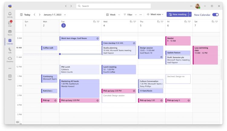 Outlook-Kalender wird in Teams integriert